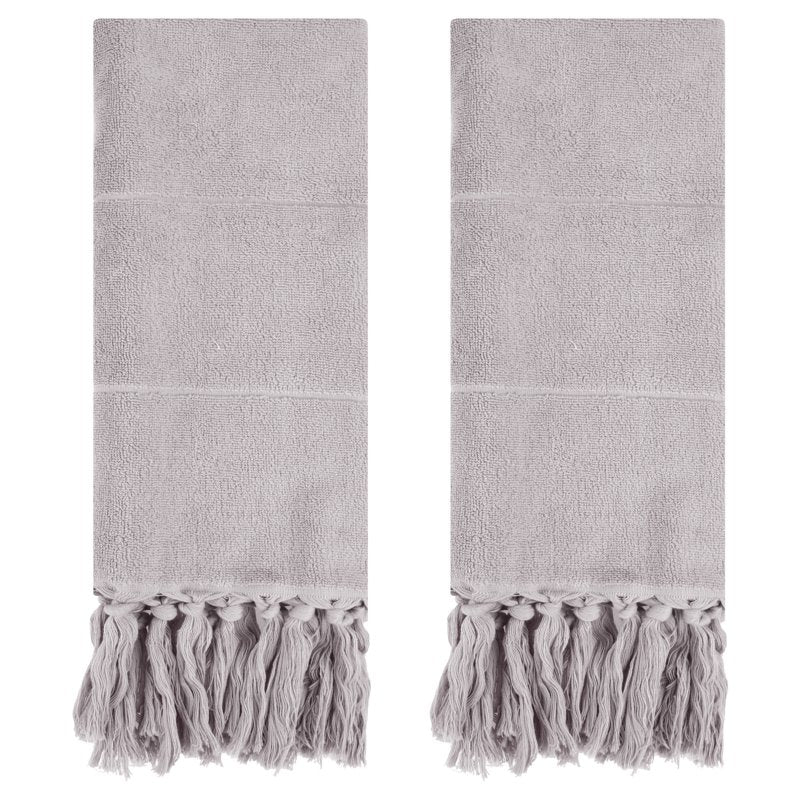Grey Turkish Hand Towels 2 Pieces - Bohemian Farmhouse Style, Soft & Absorbent