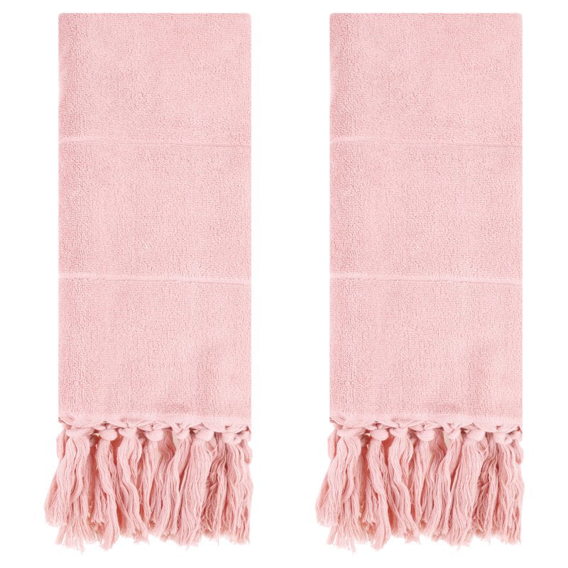 Pink Turkish Hand Towels Set - 2 Pieces, 14x30 Inch Cotton Bathroom Decor Variation