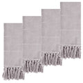 Grey Turkish Hand Towels Set - 4 Pieces, 100% Cotton, Bohemian Farmhouse Style