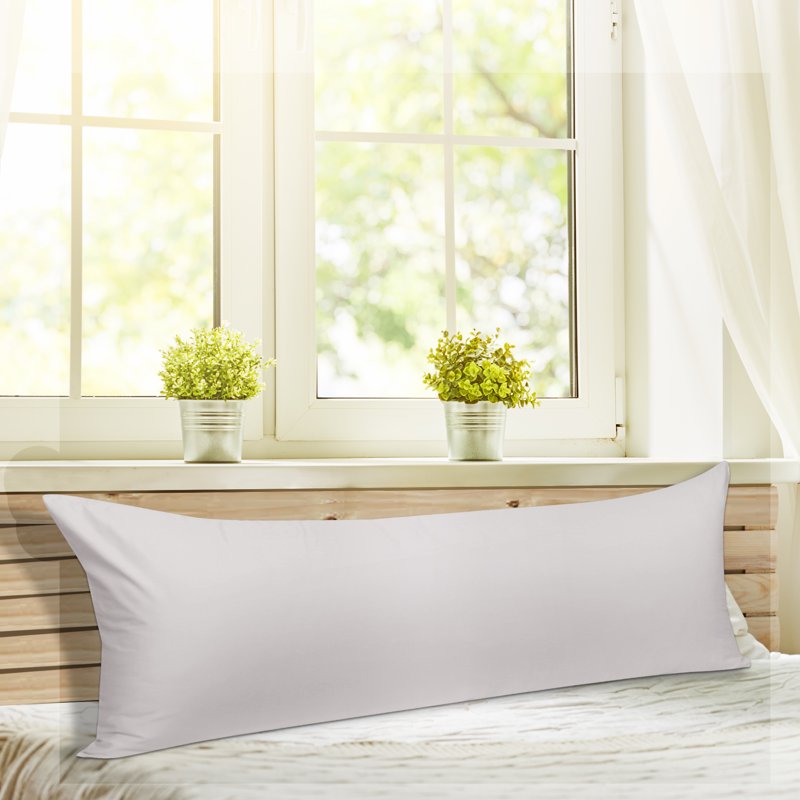 Cotton Zippered Body Pillowcase 20 x 54 Inches Silver Gray - Soft Egyptian Cotton