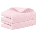 Cotton Hand Towels Set - Embroidery Pattern, Pink, 2 Pack - Soft & Quick-Drying