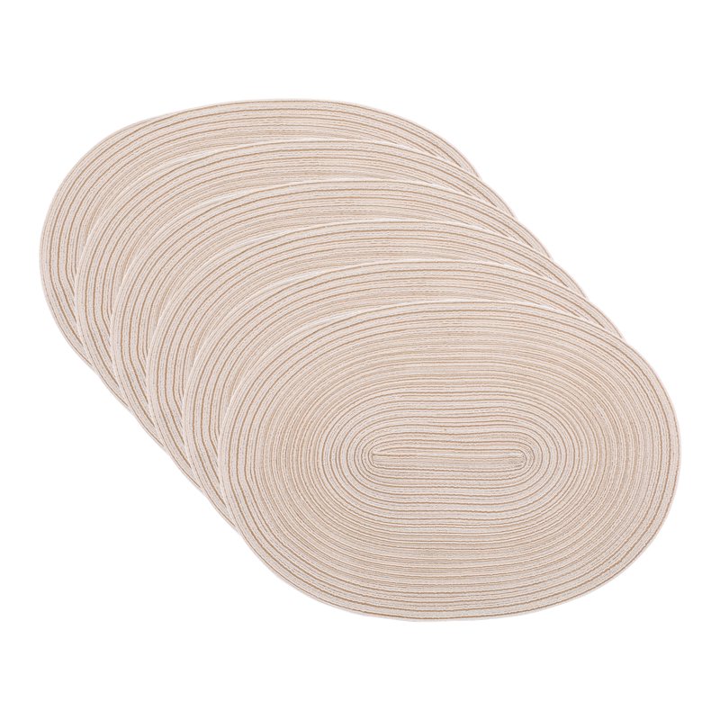 Oval Placemats for Dining Table - 6 Pack, Beige, 19.7" x 14"