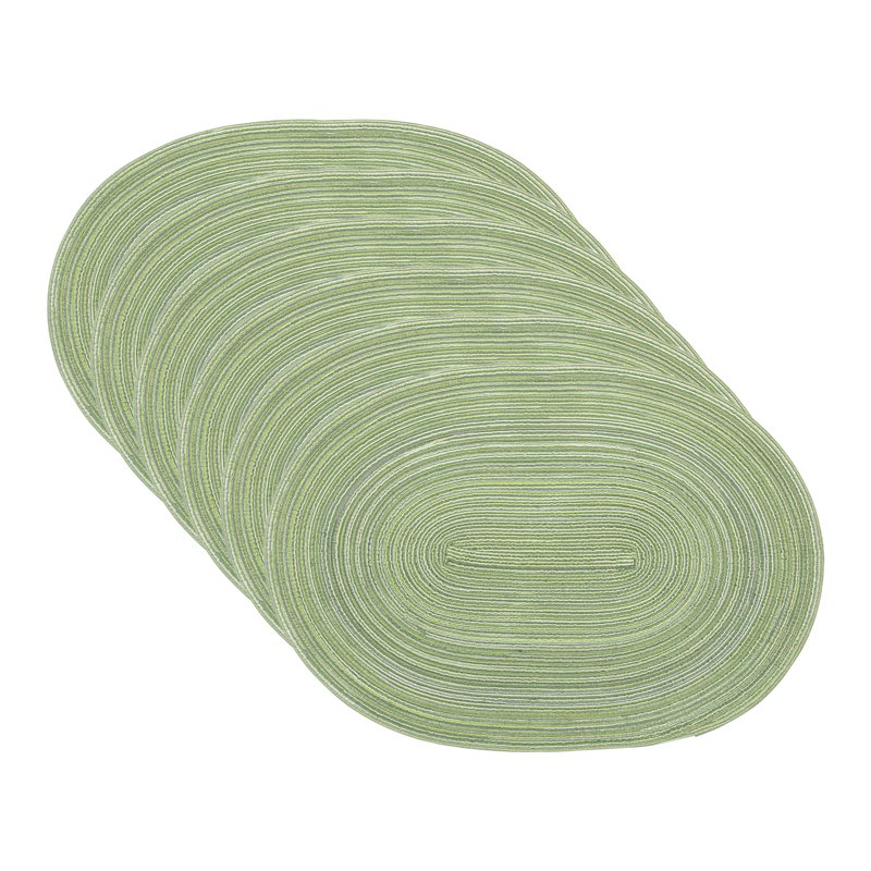 Oval Farmhouse Placemats for Dining Table - 19.7" x 14", Green - 6 Pack