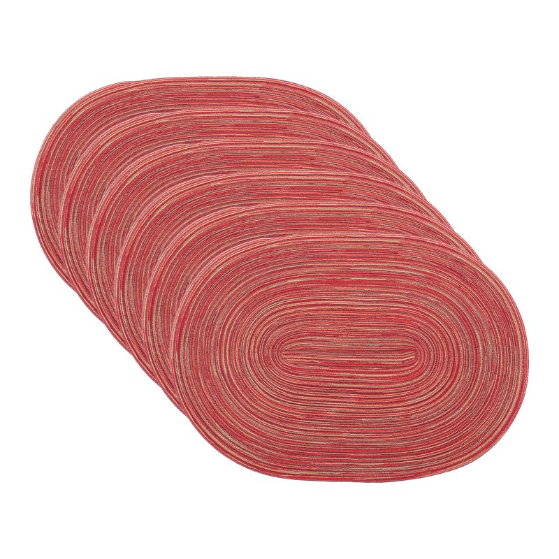 Oval Placemats for Dining Table - 19.7" x 14", Red - 6 Pack