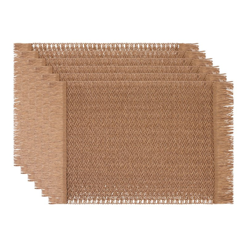 Farmhouse Placemats Set of 6 Woven Table Mats - Coffee