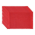 Farmhouse Placemats Set of 6 Woven Table Mats - Red