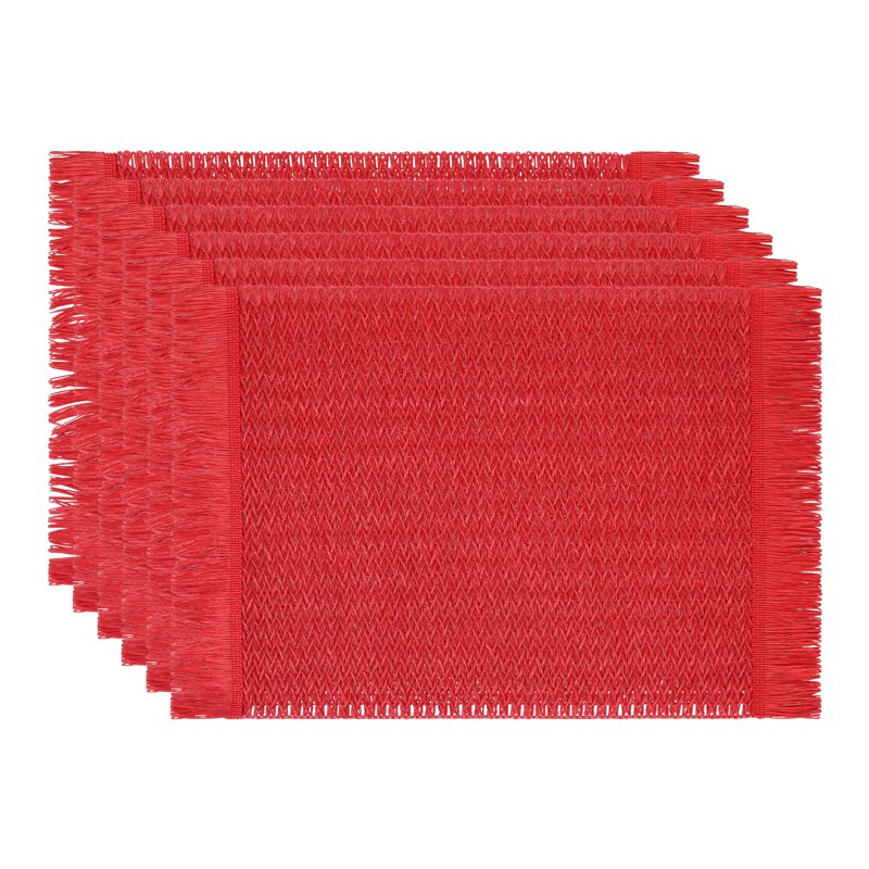 Farmhouse Placemats Set of 6 Woven Table Mats - Red