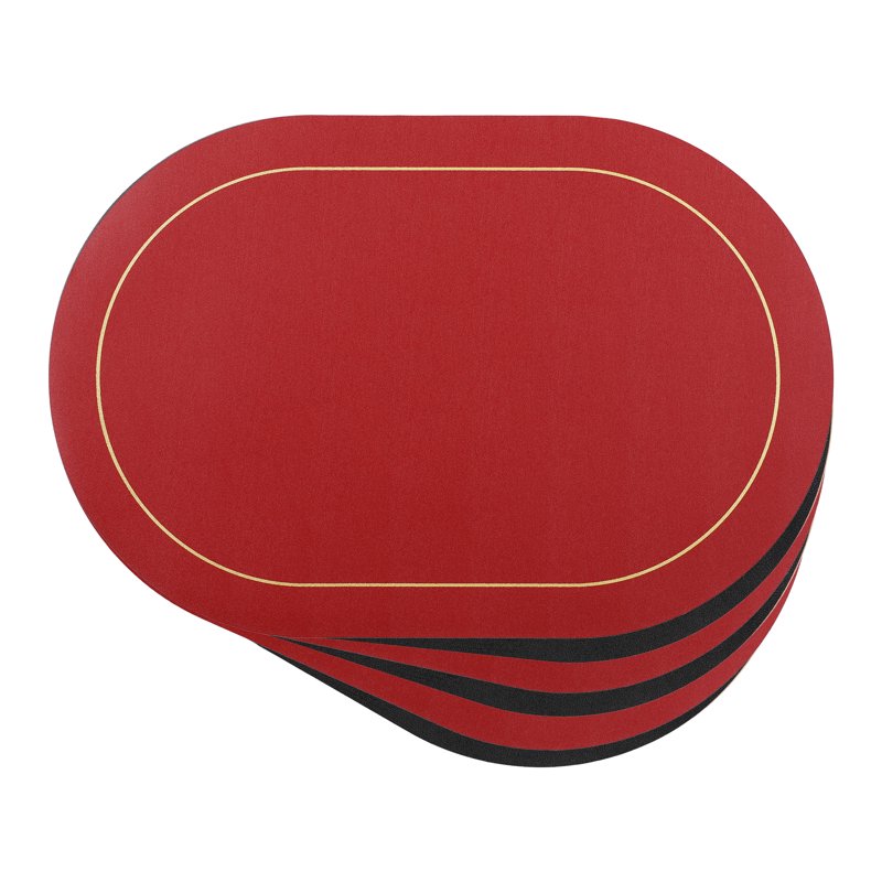 Faux Leather Placemats Set of 6 - Black & Red, Washable