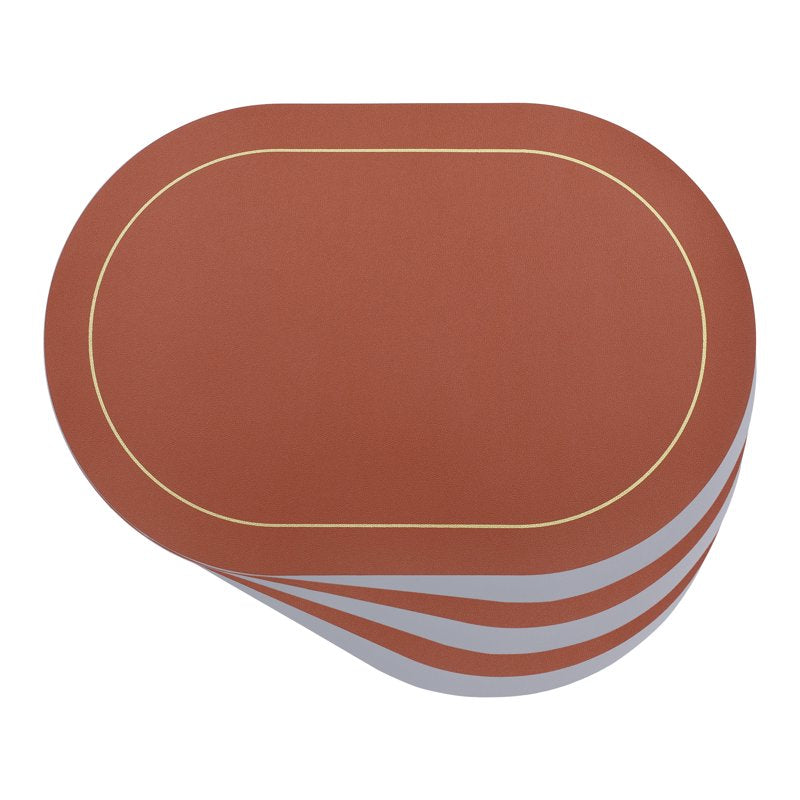 Faux Leather Placemats - Washable Table Mats 6pk - Brown/Gray