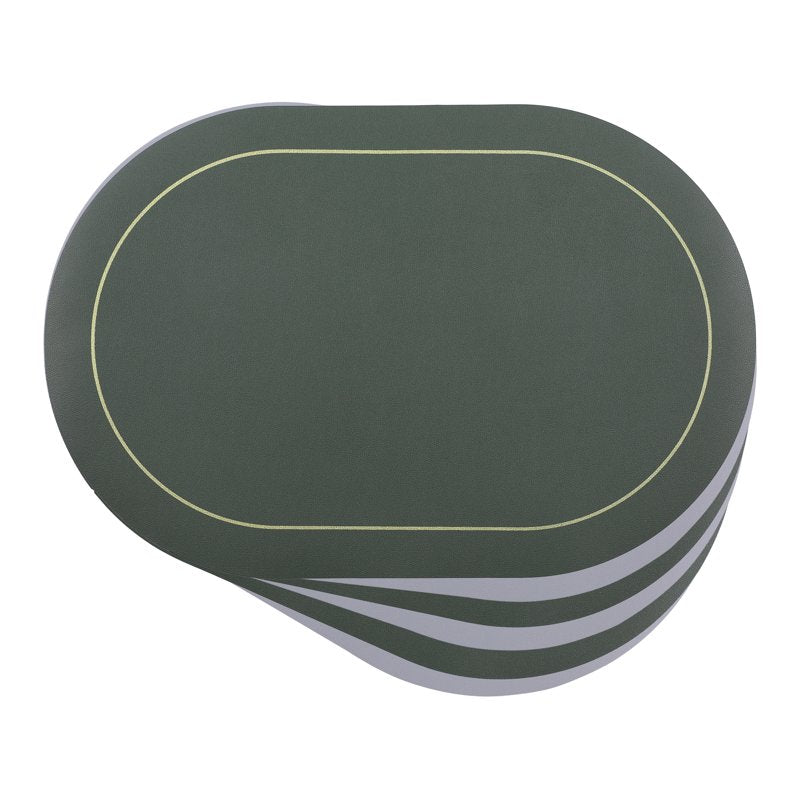 Faux Leather Placemats Set - Washable Table Mats 6pk Green/Gray