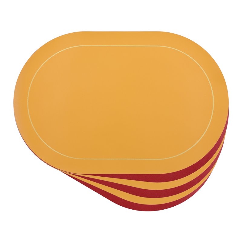 Faux Leather Placemats Set - Washable Table Mats 6pk Red & Yellow