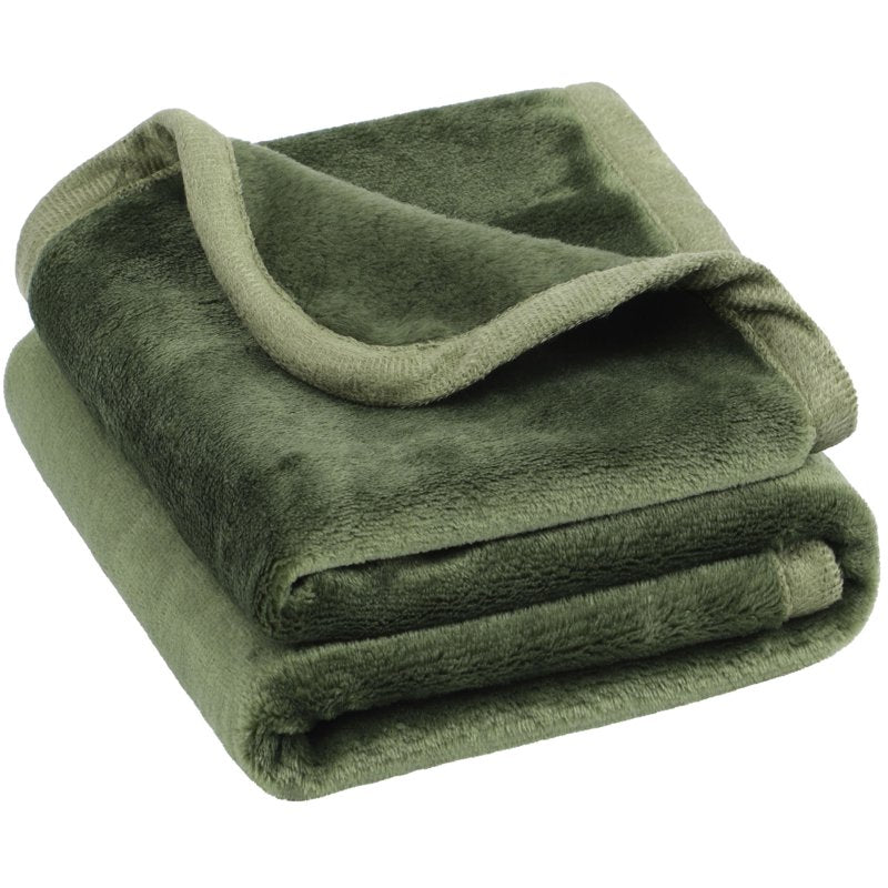 Twin Flannel Fleece Blanket - Fern Green 30x40 Inches Luxury Soft Comfort
