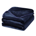 Twin XL Flannel Fleece Blanket - Soft Luxury Hemmed Navy Blue