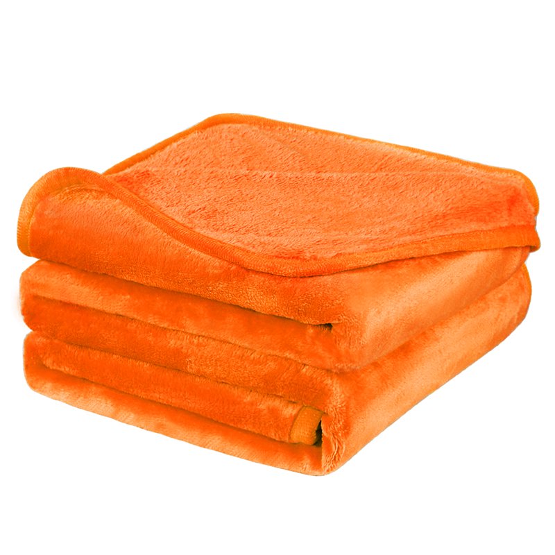 Twin XL Flannel Fleece Blanket - Soft Luxury Hemmed Orange