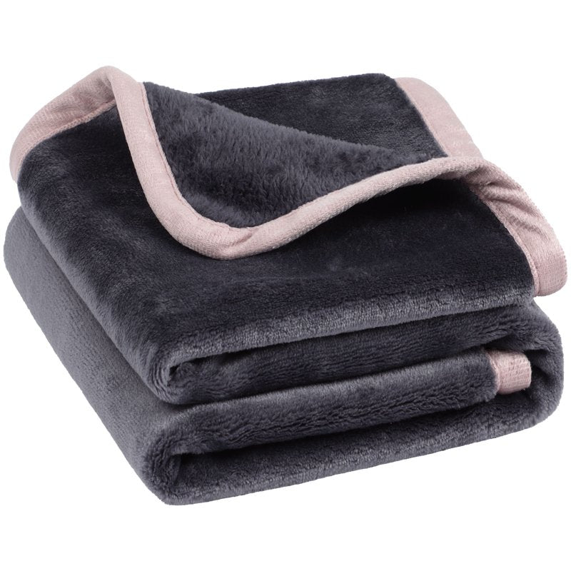 Twin XL Flannel Fleece Blanket Soft Luxury Hemmed Slate Gray 30x90 Inches