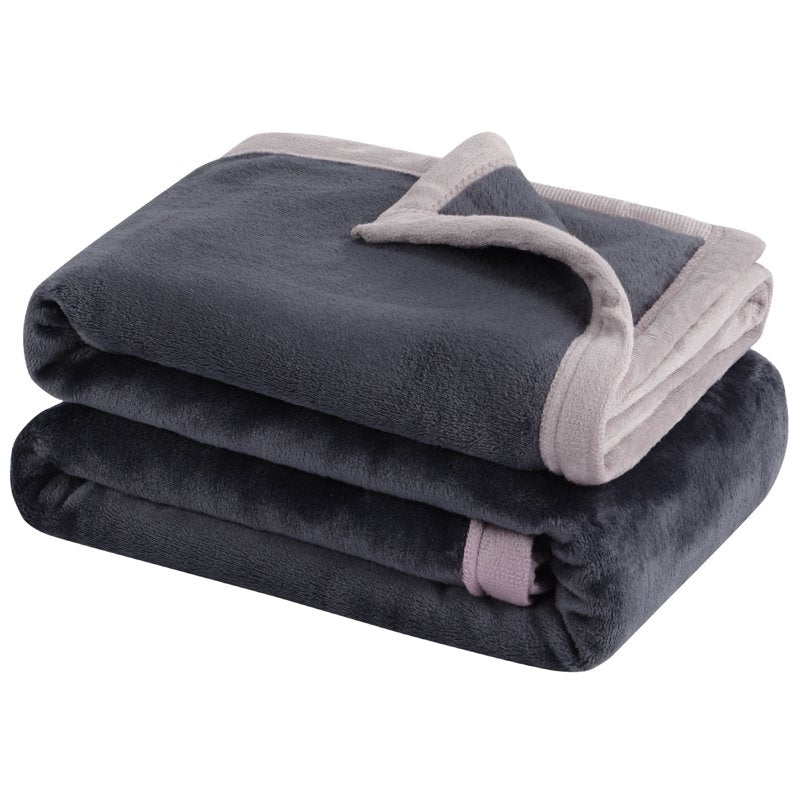 50x60 Inch Flannel Fleece Blanket in Slate Gray - Soft & Warm Bedding