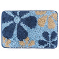 Floral Washable Bath Mat 16x24 Inches - Non-Slip Bathroom Rug Blue-1