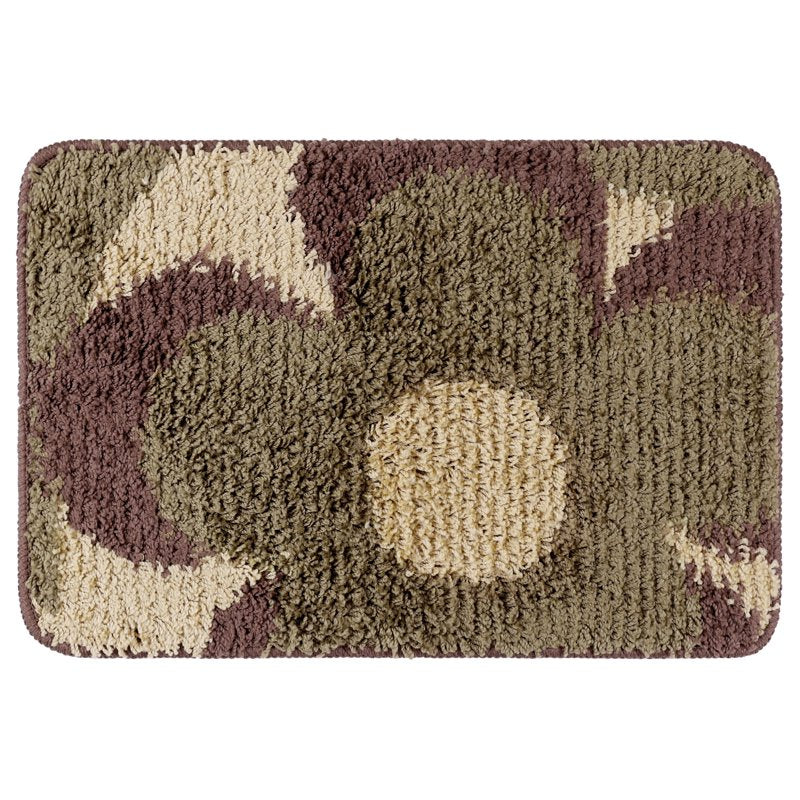 Bath Mat Floral Check Washable Bathroom Rug 20x32 Brown - Variation 2