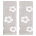 Grey Floral Cotton Absorbent Decorative Towel Set - 2 Pieces