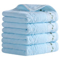 Blue Floral Embroidered Absorbent Hand Towels - 4-Piece Set