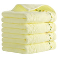 Floral Embroidered Hand Towels Set - Soft Absorbent Light Yellow 4-Piece
