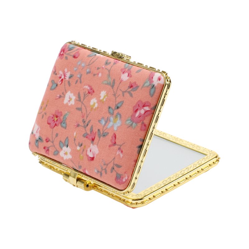 Floral Compact Pocket Mirror - Lightweight Metal Travel Mirror