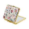 Floral Square Compact Mirror - Portable Pocket Mirror for Purse