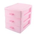 3-Layer Pink Plastic Drawer Storage Case for Cosmetics and Crafts