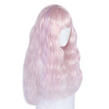 26" Pink Curly Human Hair Wig with Adjustable Cap