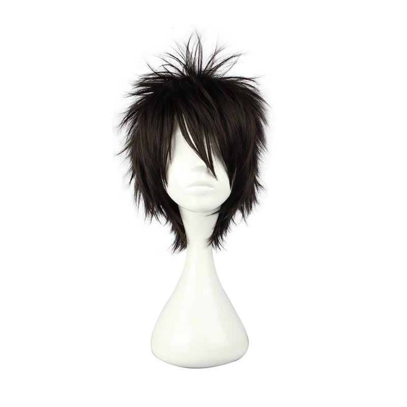 12" Black Straight Wig with Cap for Women - Heat Resistant Synthetic Hair