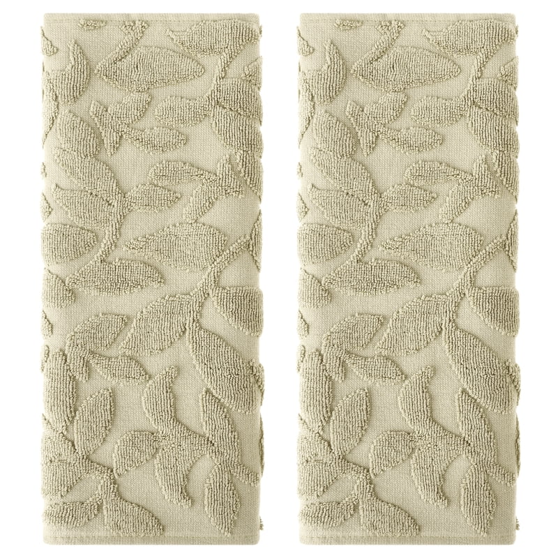 Unique Bargains Jacquard Pattern Boho Hand Towels Set - Khaki, 2 pcs