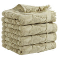 Unique Bargains Jacquard Pattern Boho Hand Towels Set - Khaki, 4 Pieces
