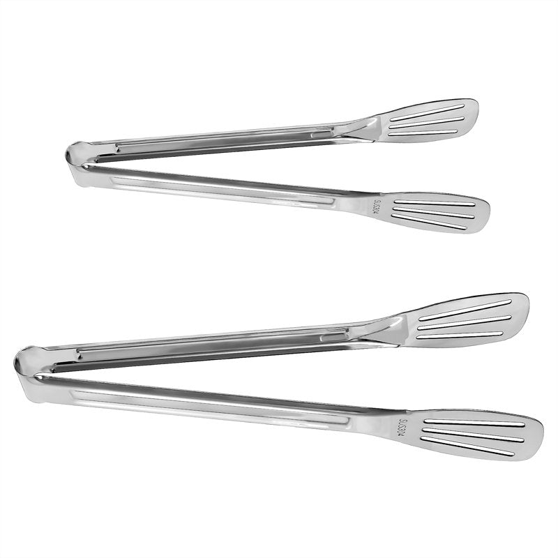 Stainless Steel Kitchen BBQ Tong Set - 9.5" & 11" Tongs