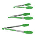Silicone-Tipped Cooking Tongs Set - 3 Pcs Green & Burgundy