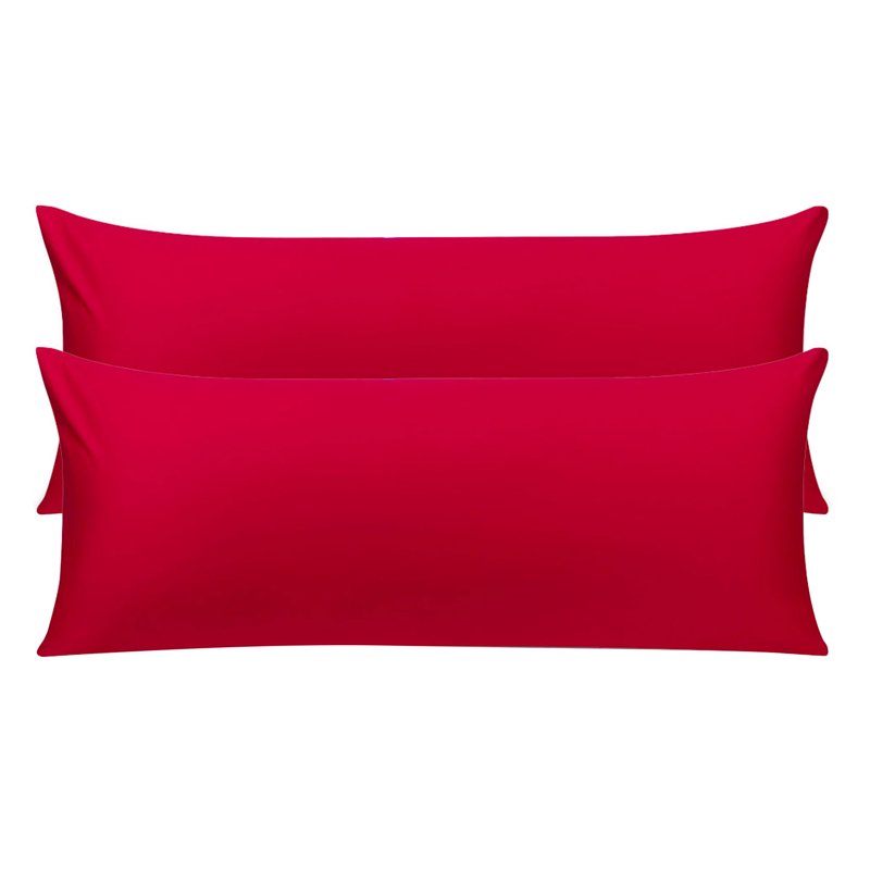 20x54 Inch Cotton Body Pillow Cover - Red, Zipper Closure, 2 Pack