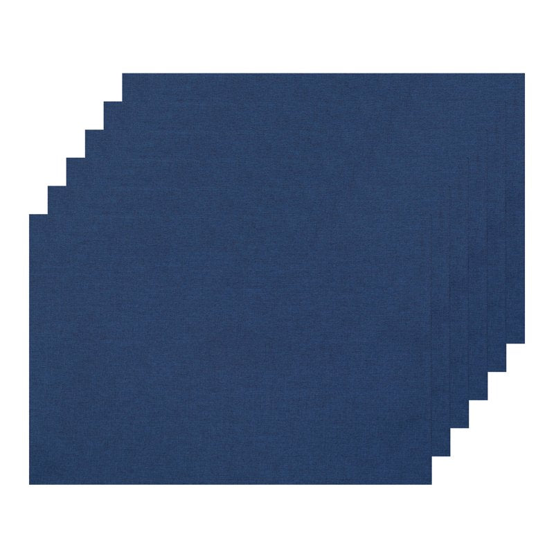 Heat Resistant Placemats Set of 6 - Dark Blue Imitation Linen