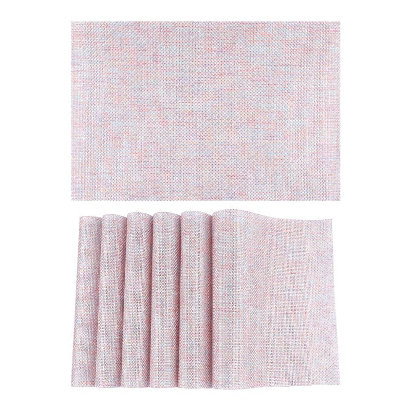 Washable Dark Pink Placemats Set of 6 for Dining Table Decor