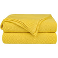 Pure Cotton Cable Knit Throw Blanket - 51 x 59 Inches - Yellow