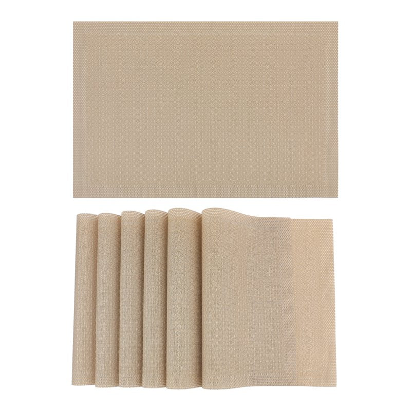 Rustic Placemats Set of 6 for Dining Table - Gold 18" x 12"