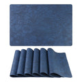 Faux Leather Placemats Set of 6 - Dark Blue Table Decor