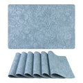 Faux Leather Placemats Set of 6 for Kitchen Dining - Light Blue