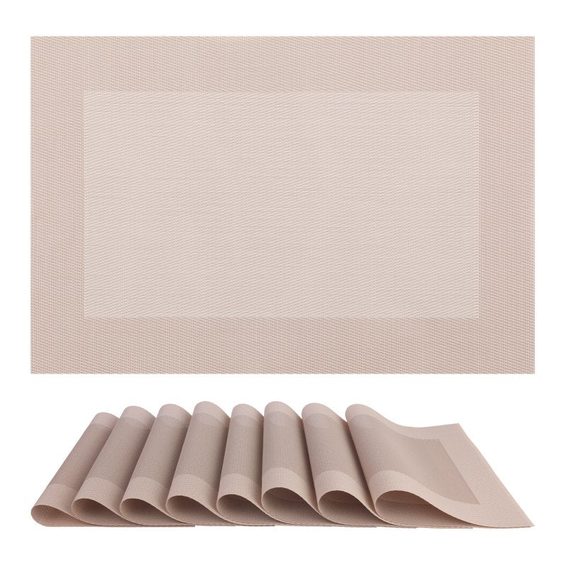 Set of 8 Washable Light Gold Placemats - 18" x 12"