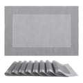 Washable Wipeable Table Placemats - Set of 8, Silver Gray 18x12