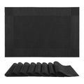 Set of 8 Washable Heat Resistant Table Placemats - Black 18x12in