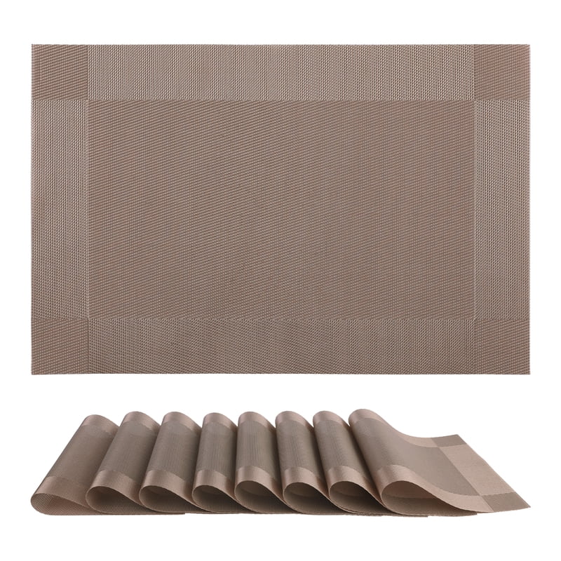 Heat Resistant Table Placemats - Set of 8, 18x12in, Champagne