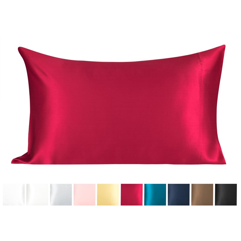 Queen Burgundy Silk Pillowcase for Hair and Skin - 19 Momme 350 Thread Count
