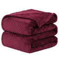 Flannel Fleece Velvet Blanket - Burgundy 70x78 Inches, Soft & Warm Throw