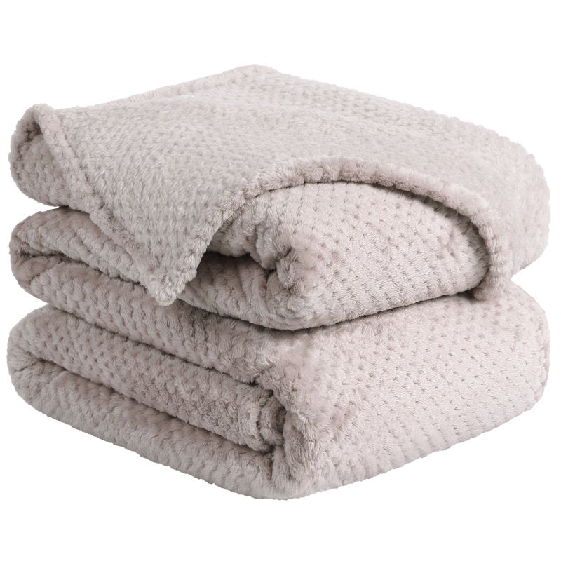 90 x 90 Inch Flannel Fleece Velvet Blanket for Bed Sofa Camel