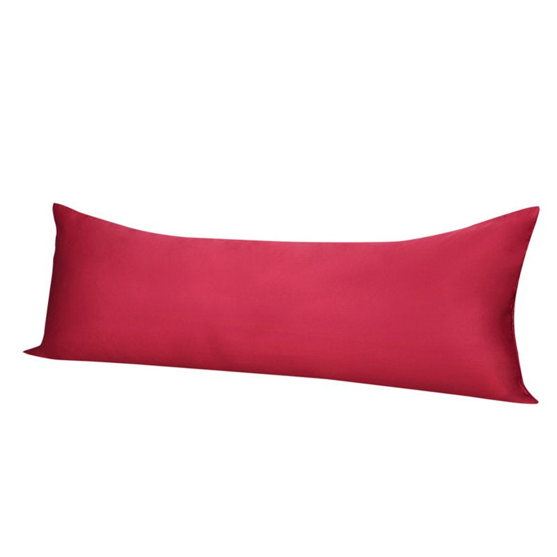 Silky Satin Body Pillow Cover 21 x 54 Inches Zippered Burgundy