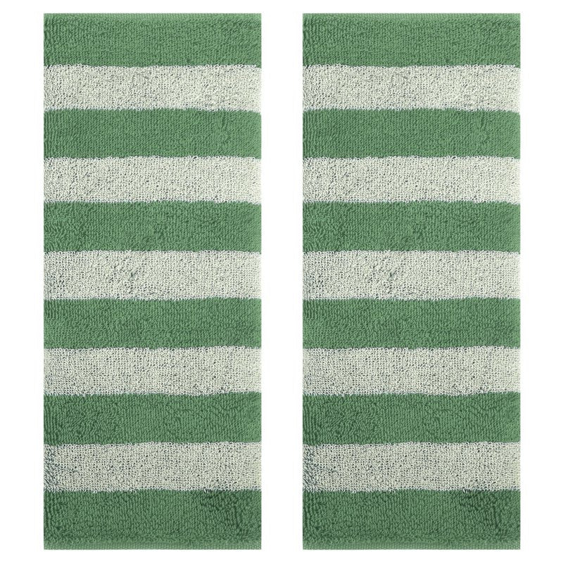 Green Cotton Hand Towel Set - Soft, Absorbent 13x29 Inches, 2 Pieces